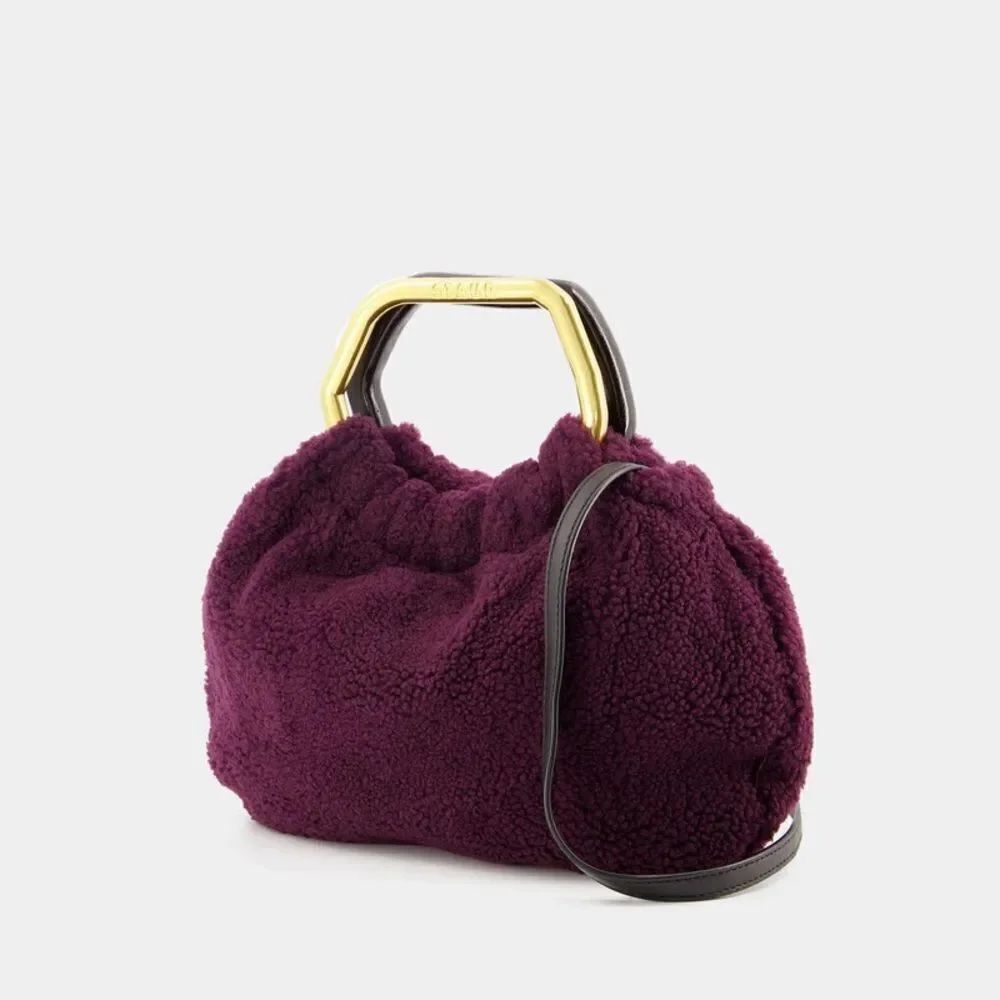 NWT STAUD Camille Shearling Bag in Plum